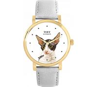 Toff London Orologio blu con testa di gatto Cornish Rex