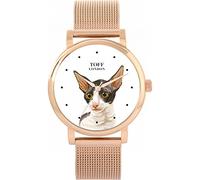 Toff London Orologio blu con testa di gatto Cornish Rex
