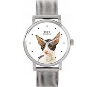 Toff London Orologio blu con testa di gatto Cornish Rex
