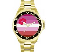 Toff London Orologio con bandiera lesbica orgoglio rossetto