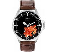 Toff London Orologio con fiori di gigli arancioni