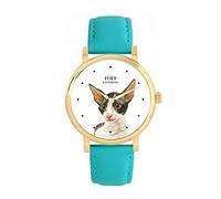 Toff London Orologio con testa di gatto Cornish Rex blu