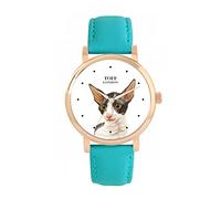 Toff London Orologio con testa di gatto Cornish Rex blu