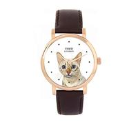 Toff London Orologio con testa di gatto del Bengala bianco delle nevi