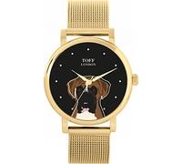 Toff London Orologio da cane con testa di pugile bianco marrone