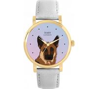 Toff London Orologio da cane marrone con testa di pastore tedesco