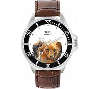 Toff London Orologio da cane marrone con testa di terrier giocattolo russo