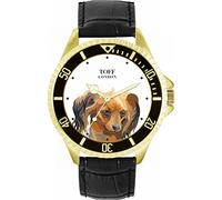 Toff London Orologio da cane marrone con testa di terrier giocattolo russo