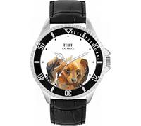 Toff London Orologio da cane marrone con testa di terrier giocattolo russo