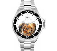 Toff London Orologio da cane marrone con testa di terrier giocattolo russo