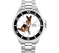 Toff London Orologio da polso da uomo Brown German Shepherd con cassa da 42 mm, design personalizzato