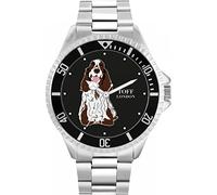 Toff London Orologio da polso da uomo Brown White Cocker Spaniel Dog da 42 mm con design personalizzato
