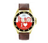 Toff London Orologio da polso da uomo cassa da 42 mm Design personalizzato Skyline della città di Londra rossa