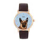 Toff London Orologio marrone con testa di pastore tedesco