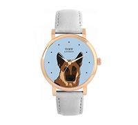 Toff London Orologio marrone con testa di pastore tedesco