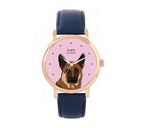 Toff London Orologio marrone con testa di pastore tedesco