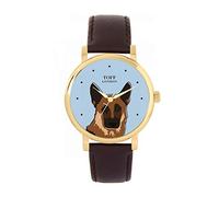 Toff London Orologio marrone con testa di pastore tedesco