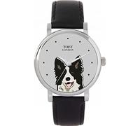 Toff London Orologio per cani con testa di border collie bianco nero