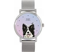 Toff London Orologio per cani con testa di border collie bianco nero