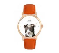 Toff London Orologio per cani con testa di border collie grigio