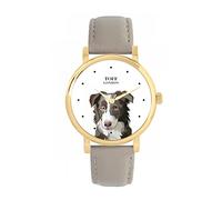 Toff London Orologio per cani con testa di border collie grigio