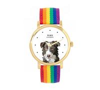 Toff London Orologio per cani con testa di border collie grigio