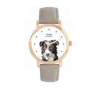 Toff London Orologio per cani con testa di border collie grigio