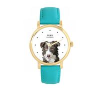 Toff London Orologio per cani con testa di border collie grigio
