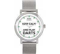 Toff London White Keep Calm and Play Darts Green Batons Watch