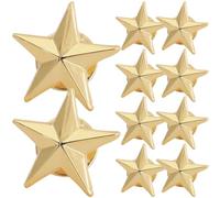 Tofficu 10 Pezzi Distintivi in Metallo a Forma di Stella Dorata in Rame, Spille Stellari Decorative per Abbigliamento, Feste e Accessori, Distintivi a Cinque Punte per Giacche, Cappelli