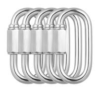 Tofficu 10 Pezzi Moschettone in Acciaio Inox 304 Leggero Connessione Rapida, Resistente per Arrampicata e Campeggio, Colore Argento, Set