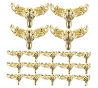 Tofficu 20 Pezzi Sedile dorato piccolo gambe dei mobili gambe regolabili per mobili decorativo angoli della custodia protettiva basi di cassa di legno Lega di zinco Golden