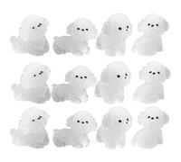 Tofficu 24 Pezzi Mini Decorazione in Resina a Forma di Cane Bianco Effetto Luminoso nel Buio, per Micro Paesaggi a Tema Fiaba, per Decorare Scrivanie e Scaffali Stile Stili multipli