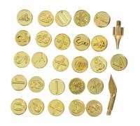 Tofficu 2sets Punte per Pirografia in Ottone per Lettere su Legno Pelle Carta Kit di Punte per Pirografia con Alfabeto Strumento Fai da Te Portatile