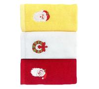 Tofficu 3 Asciugamani Natalizi Ricamati, Strofinacci Decorativi Natalizi in Cotone, Set da Bagno Vintage per Bagno, Cucina E Bar (rosso/bianco/giallo)