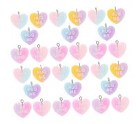 Tofficu 30 Pezzi Ciondoli Cuore Resina per Gioielli Fai da Te Pendenti Colorati Forma Cuore per Collane e Bracciali Charms Donna Decorazioni Resistenti e Leggere