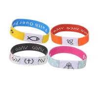 Tofficu 4 Pezzi Bracciale Religioso con Versetti Biblici Interattivi, Vestibilità Aderente, Stile Vivace alla Moda, per Attività in Chiesa e Uso Quotidiano