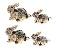 Tofficu 4 pezzi Ciondoli Coniglio in Rame Massiccio Portachiavi e Decorazione da Tavolo Sculture Retro Pratiche e Leggere Idee Regalo per Famiglia e Amici