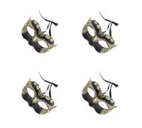 Tofficu 4 Pezzi Maschera Dipinta da Donna, Mezza Faccia Oro in Plastica | Stile Natalizio Vintage, Decorazione Robusta, per Balli e Incontri, Design Versatile, Finitura Antica