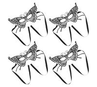 Tofficu 4 Pezzi Maschera Donna in Pizzo Elegante a Forma di Farfalla Nera, Leggera e Confortevole per Respirare, per Feste di Halloween e Mardi Gras