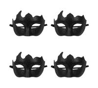 Tofficu 4 Pezzi Maschera Veneziana Metà Viso in Plastica Nera Elegante | Carnevale e Halloween, Pittura Intricato Effetto Metà Volto, Riutilizzabile, Comoda per Uomini e Donne