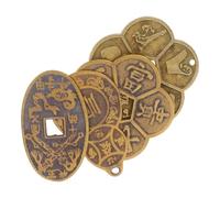 Tofficu 4 Pezzi Moneta Cinese della Ricchezza Feng Shui in Ottone, Moneta Divinatoria Tradizionale, Oro, Stile Antico, per Decorazioni e Applicazioni Feng Shui