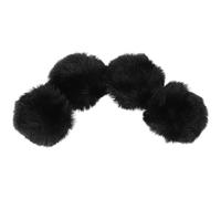 Tofficu 4 Pezzi Spilla Pompon Decorativa con Palla di Pelo Sintetico Nera 8cm, Ornamento Piccolo per Abbigliamento, Cappelli e Accessori Fai da Te, Decorazione Staccabile per Donna