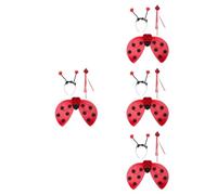 Tofficu 4 Set Costume da Coccinella per Bambina con Estensioni Rosse e Bacchetta Fatata, Set Sicuro e Facile da Trasportare per Spettacoli e Performance