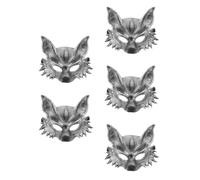 Tofficu 5 Pezzi Maschera da Volpe Halloween 3d Leggera in Pu, Argento per | Aspetto Realistico, Stile Unico e Moda, Adatta a Balli in Maschera e Celebrazioni