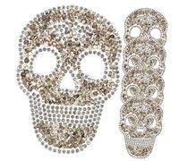 Tofficu 5 pezzi Patch Termoadesive con Strass Forma Teschio da Decorazioni per Borse e Cappelli Riparazione Pratiche e Leggere