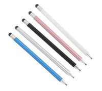 Tofficu 5pezzi Stilo Tattile Doppia Testina Da Penna Touch Alta Precisione Per Tablet e Telefoni Compatibile Surface Utile Per Riunioni Lezioni e Disegno in Nero Bianco Blu e Argento