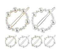 Tofficu 6 Fermagli per Chioma Rotondi con Perle Finte, Piccole Mollette Decorative in Metallo Leggero, Accessori Eleganti per Donna per Matrimoni, Feste e Acconciature Quotidiane