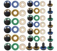 Tofficu 60 Occhi di Sicurezza per Animali all'Uncinetto, 16 Mm E 20 Mm, Occhi Glitterati Colorati per Amigurumi, Bambole E Animali di Peluche con Rondelle