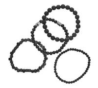 Tofficu Bracciale Rigido Nero Opaco in Rame 4Pezzi da Uomo Pietre Cubiche e Vestibilità Elastico per Moda Urbana e Uso Quotidiano